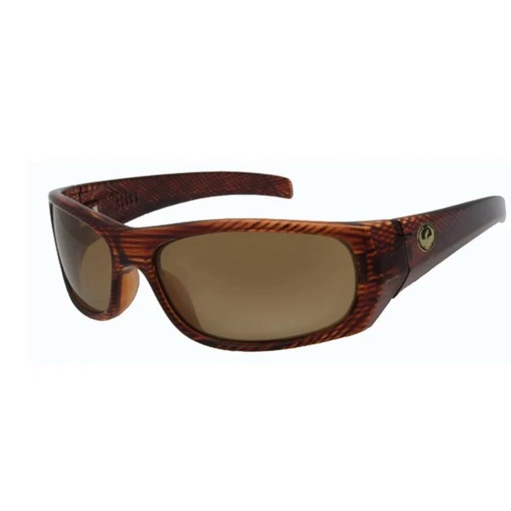 Vintage Dragon Riff Sunglasses Brown Wood Grain Frame Wrap Around Sport‎ Style